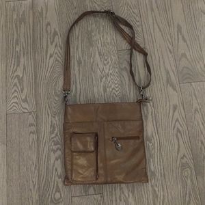 Metallic brown crossbody bag by silver rose